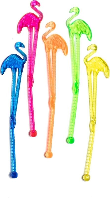 Hawaiian Flamingo Plastic Sticks /4Pcs