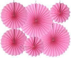 Paper Fans Set Pink /6Pcs