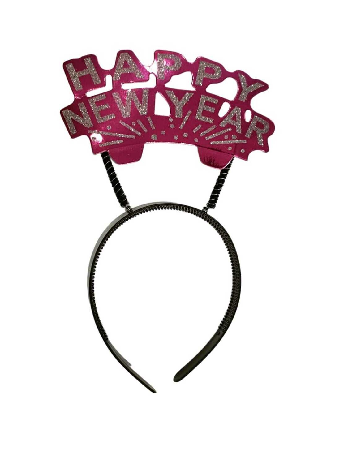 Happy New Year Pink Silver Headband