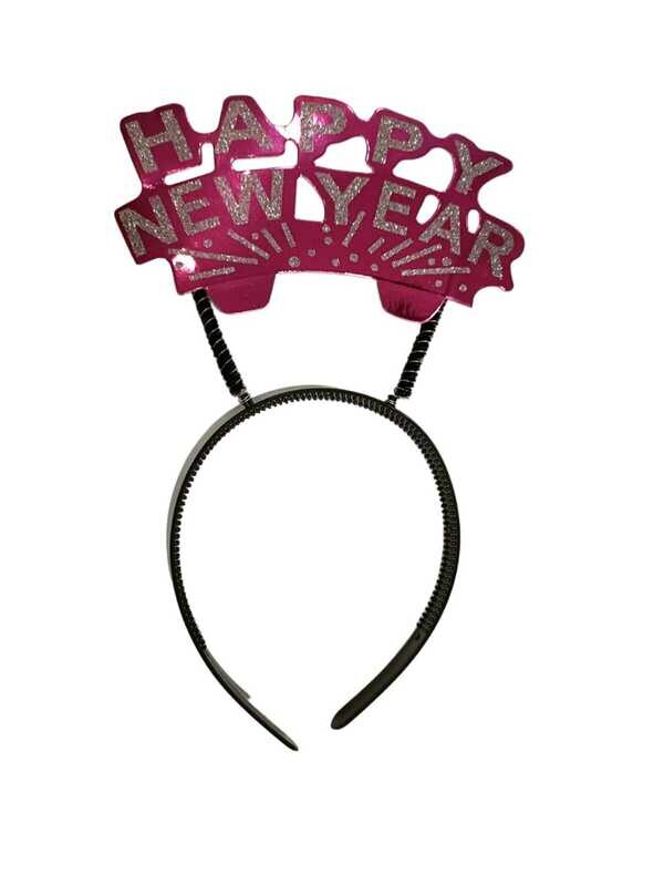 Happy New Year Pink Silver Headband