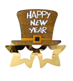 New Year Gold Hat Glasses