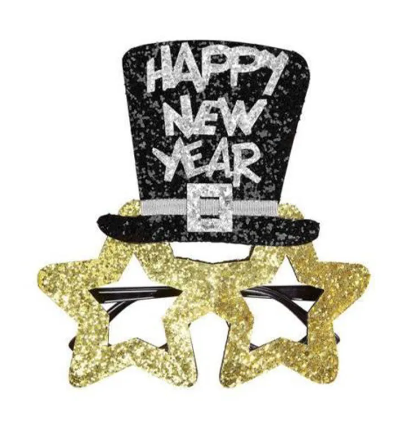 New Year Black Hat Glasses