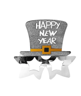 New Year Silver Hat Glasses