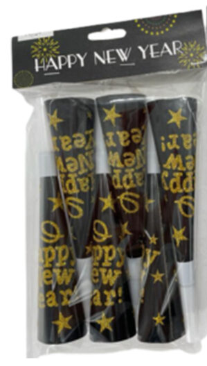 New Year’s Party Black Gold Horns 6/pack