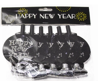 New Year’s Party Black Silver Bowouts 6/pack