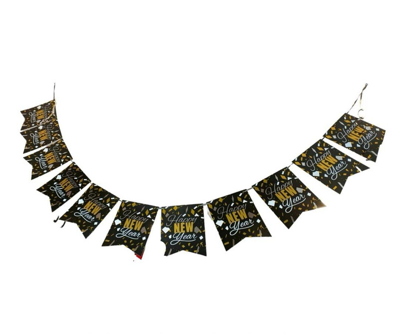 Happy New Year Black Gold Banner