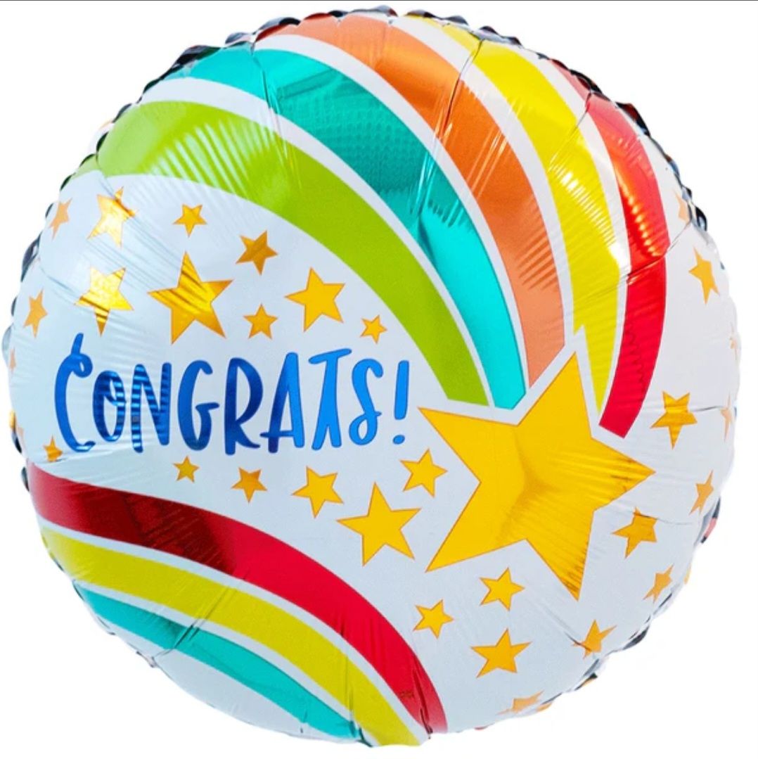 Round Congratulations Blue Foil Balloon