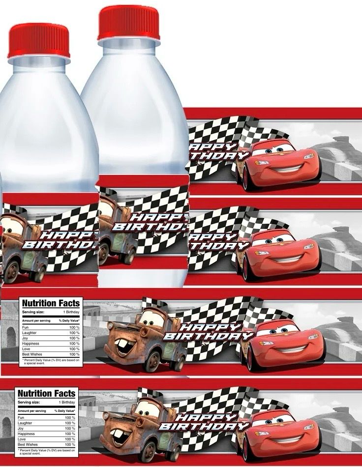 Cars Water Bottle Label /20 PCs