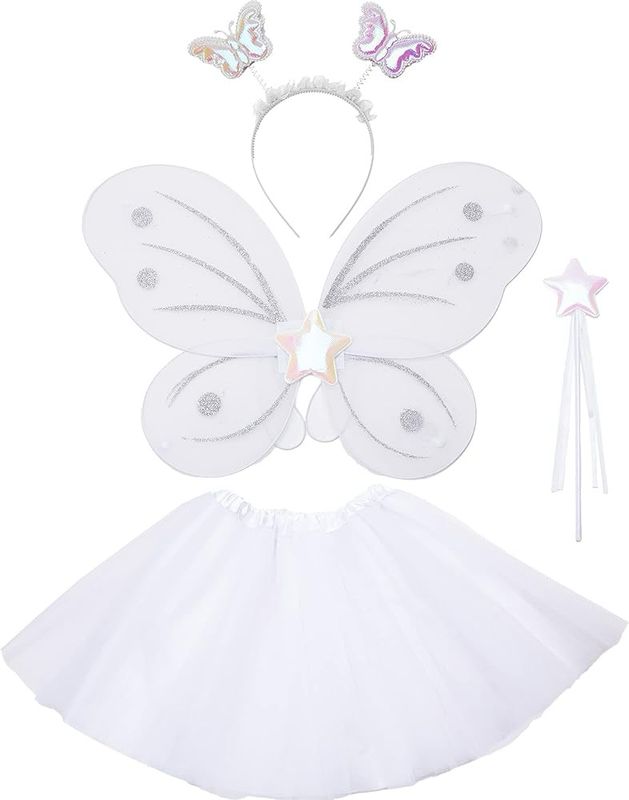 Child Pink / White Tutu Skirt With Butterfly