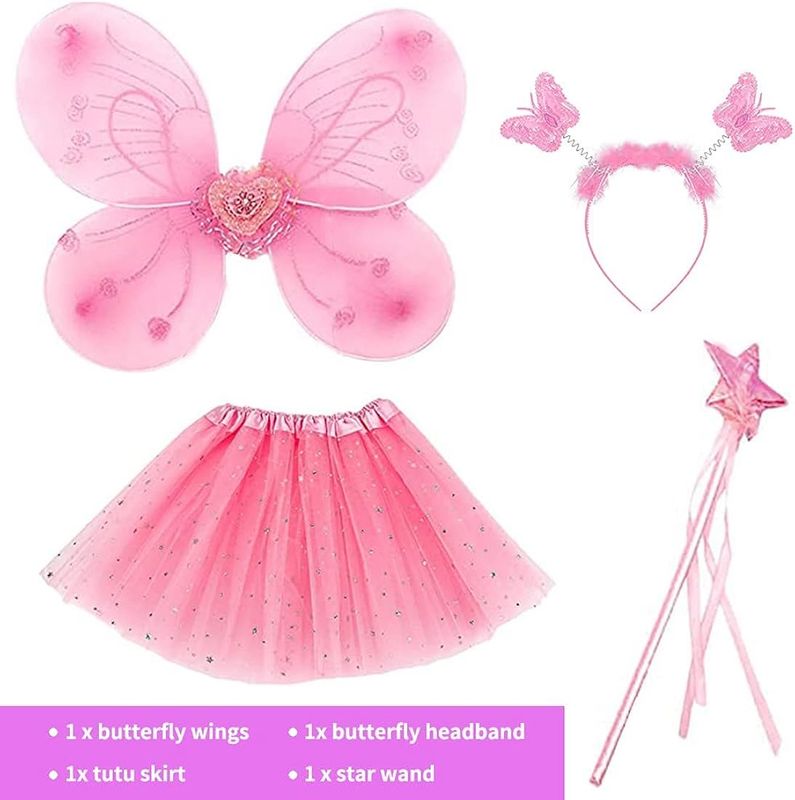 Child Pink / White Tutu Skirt With Butterfly