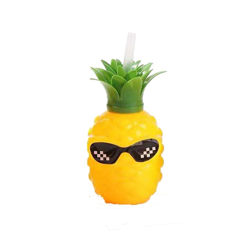 Pineapple Plastic Cup With Straw /1Pc