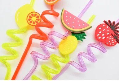 Fruit Shape Plastic Straws / 4 PCs
