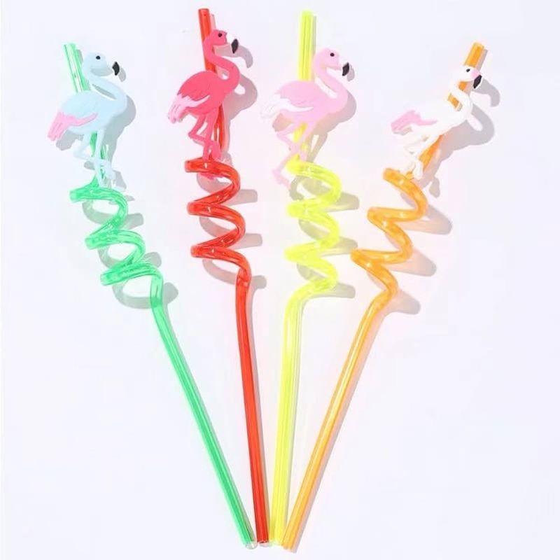 Flamingo Plastic Straws / 4 PCs