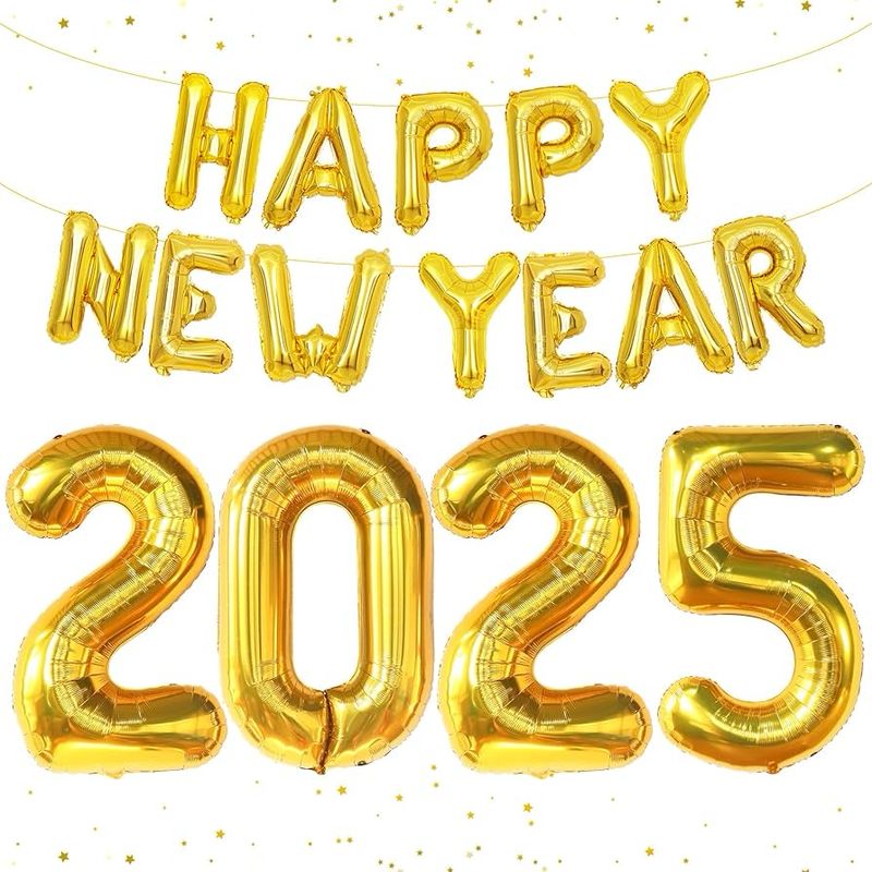 Small HNY 2025 Gold Foil Balloons