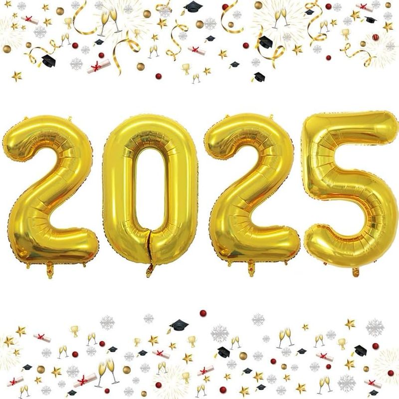 Large 2025 Gold Foil Balloons