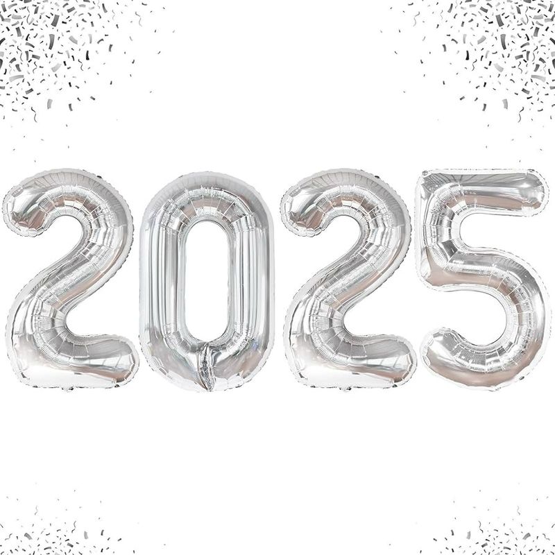 Large 2025 Silver Foil Balloons
