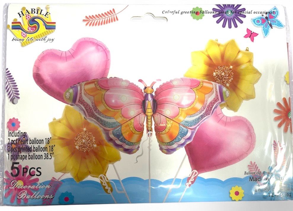 Butterfly Foil Balloon /5 Pcs