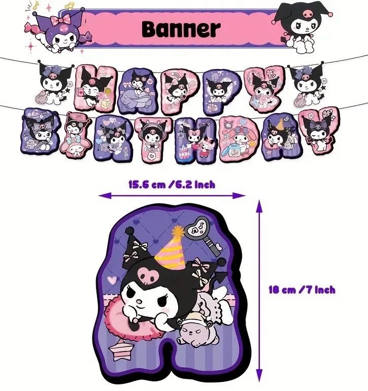 Kuromi Happy Birthday Banner