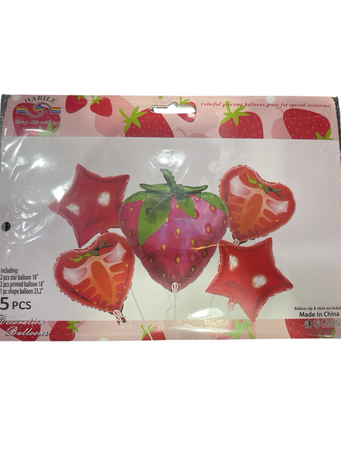 Strawberry Foil Balloon / 5 Pcs Strawberry Foil Balloon / 5 Pcs