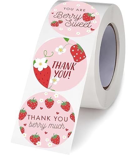 Strawberry Circle Stickers/ 500 Pcs