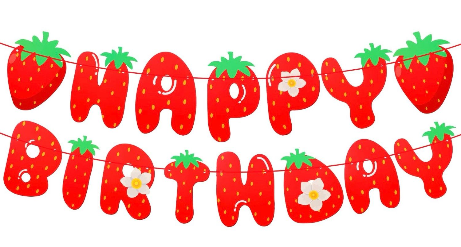 Happy Birthday Strawberry Banner Happy Birthday Strawberry Banner