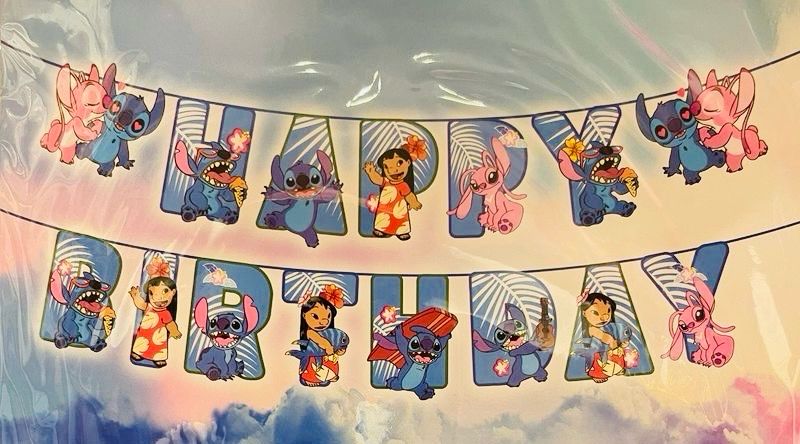 Stitch Happy Birthday Banner