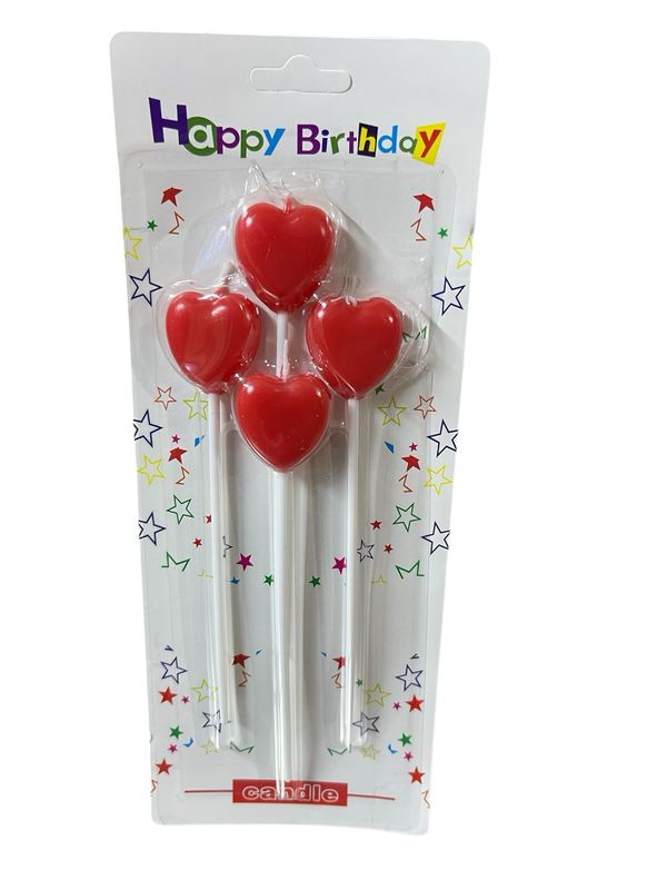 شمع قلب احمر /١٢ كرت