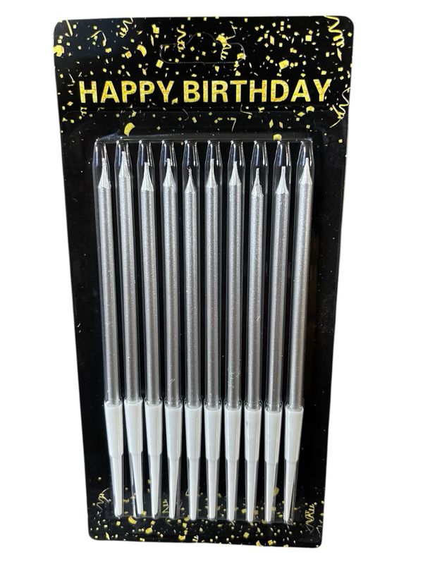 شمع رفيع فضي /١٢ كرت