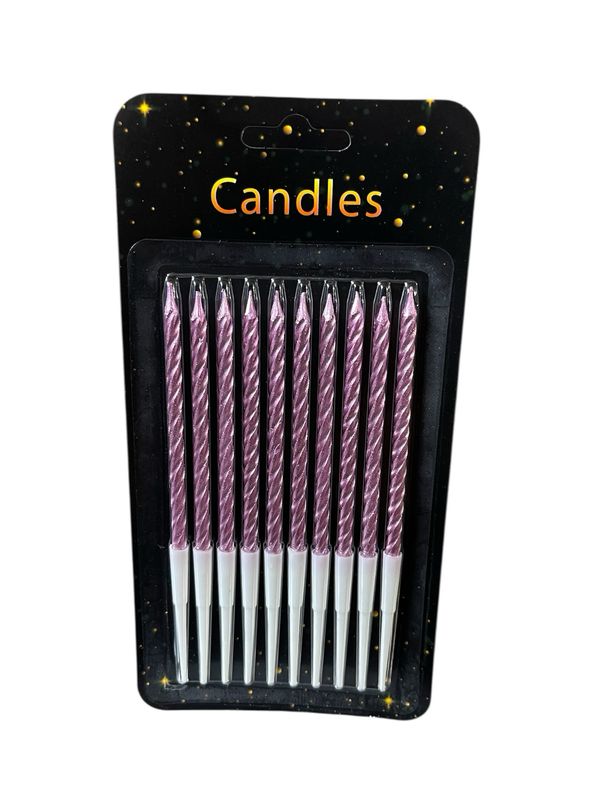 شمع رفيع زهري /١٢ كرت