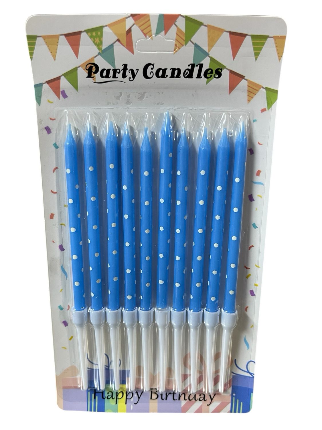 شمع ازرق منقط/١٢ كرت