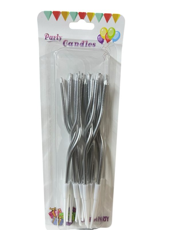 شمع زقزاق رفيع فضي /١٢ كرت