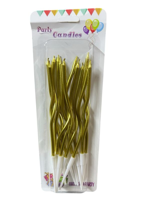 شمع زقزاق رفيع ذهبي /١٢ كرت