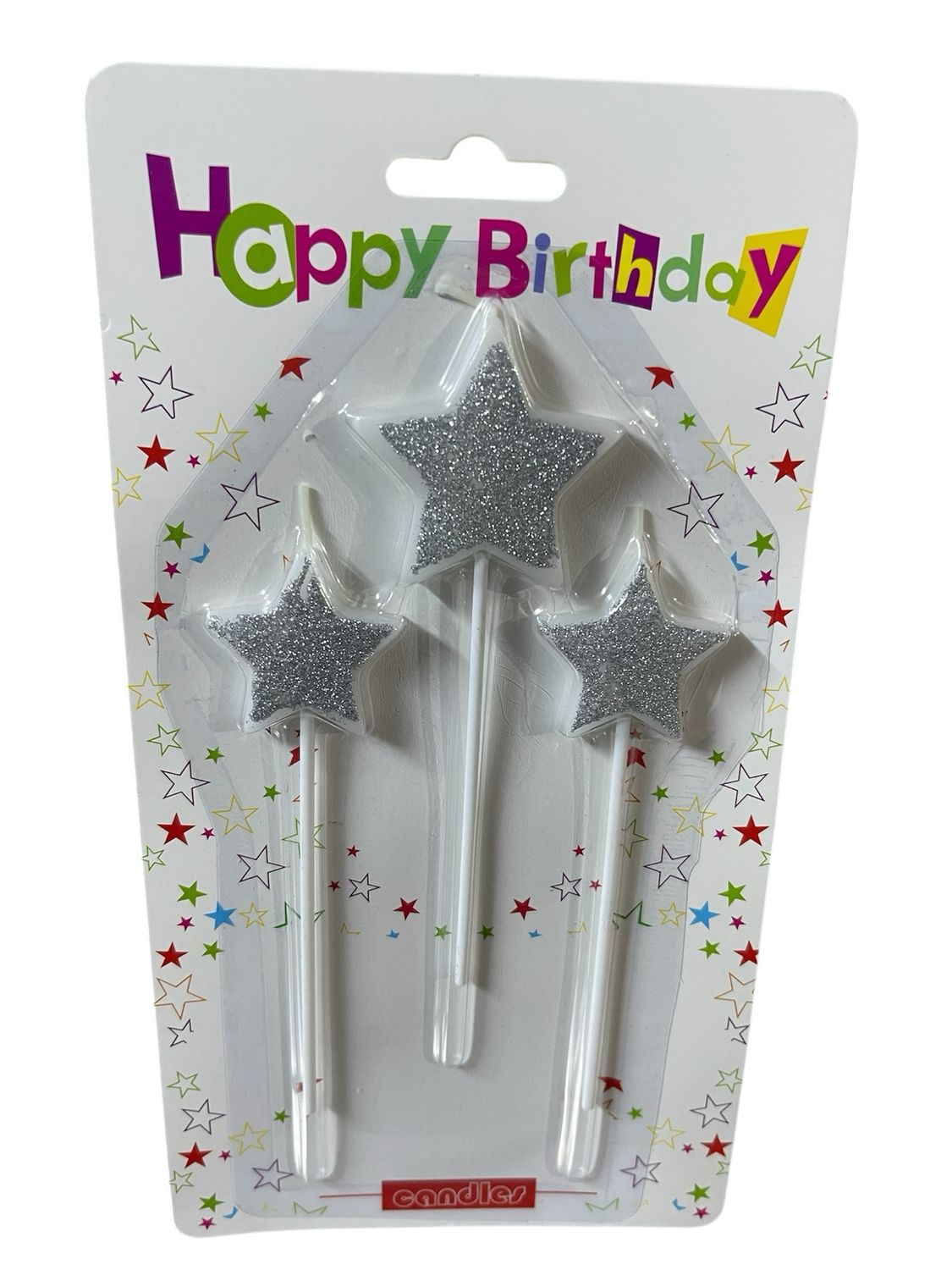 شمع نجوم فضي جليتر /١٢ كرت