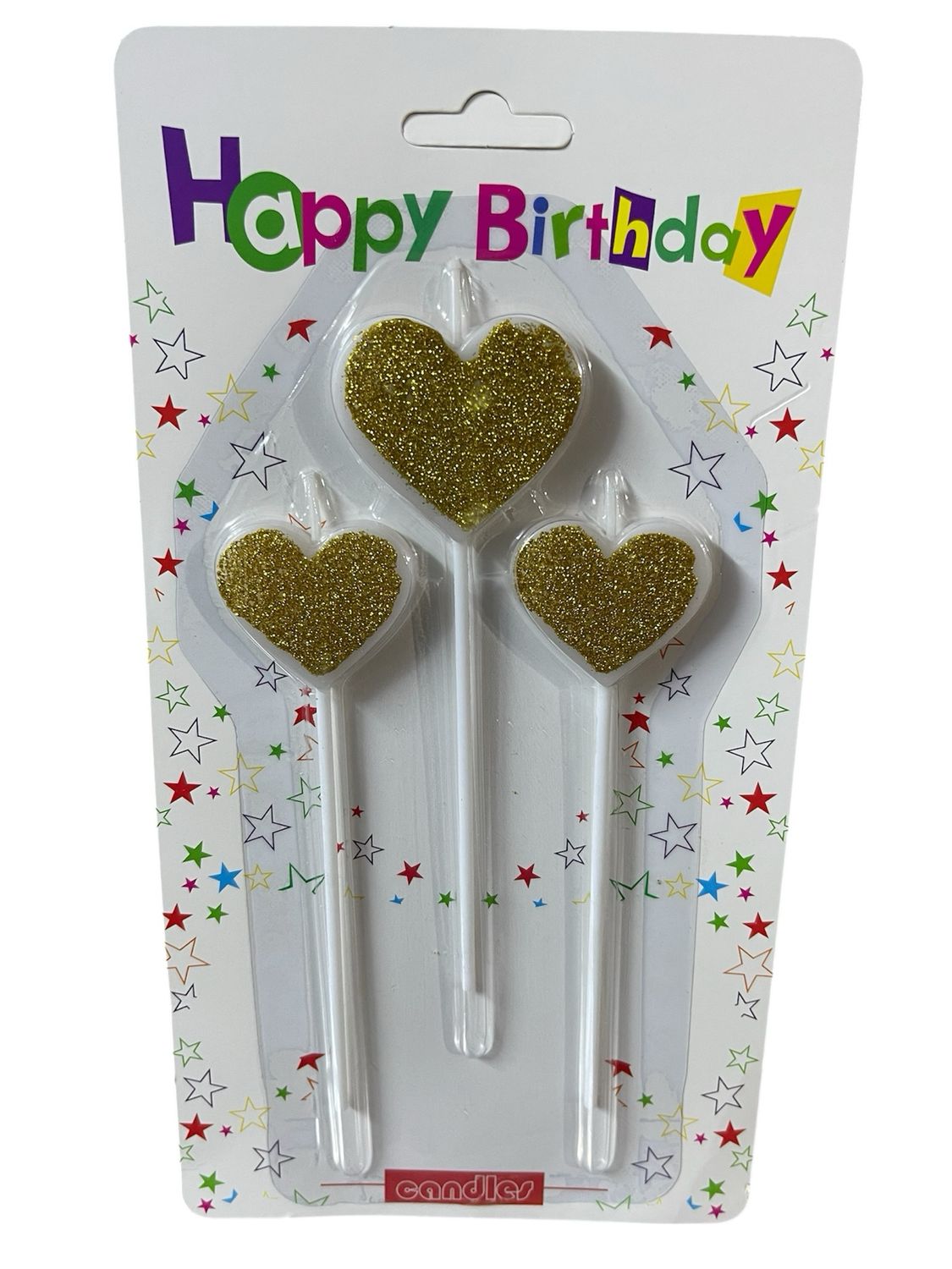 شمع قلب ذهبي جليتر /١٢ كرت