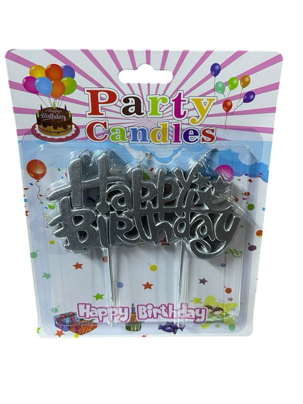 شمع Happy Birthday Silver /12 Pcs