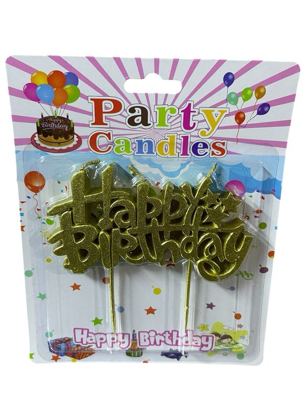 شمع Happy Birthday Gold /12 Pcs