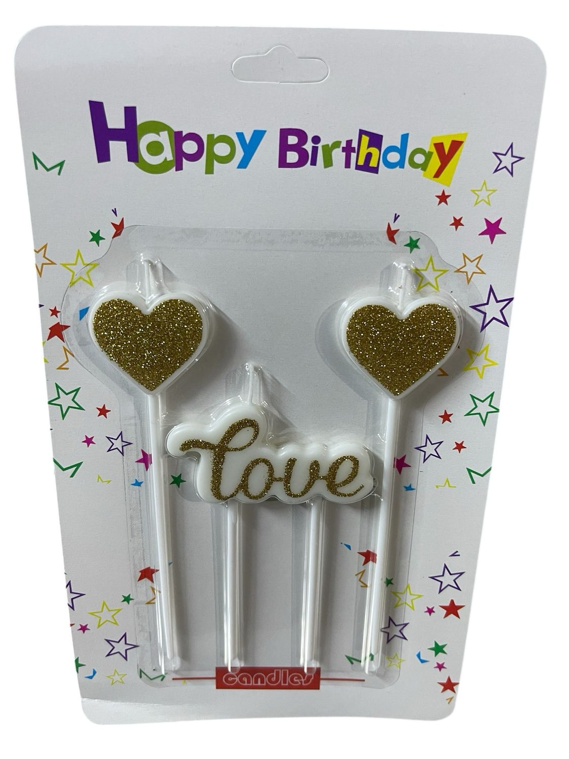 شمع قلب مع Love ذهبي /١٢ كرت