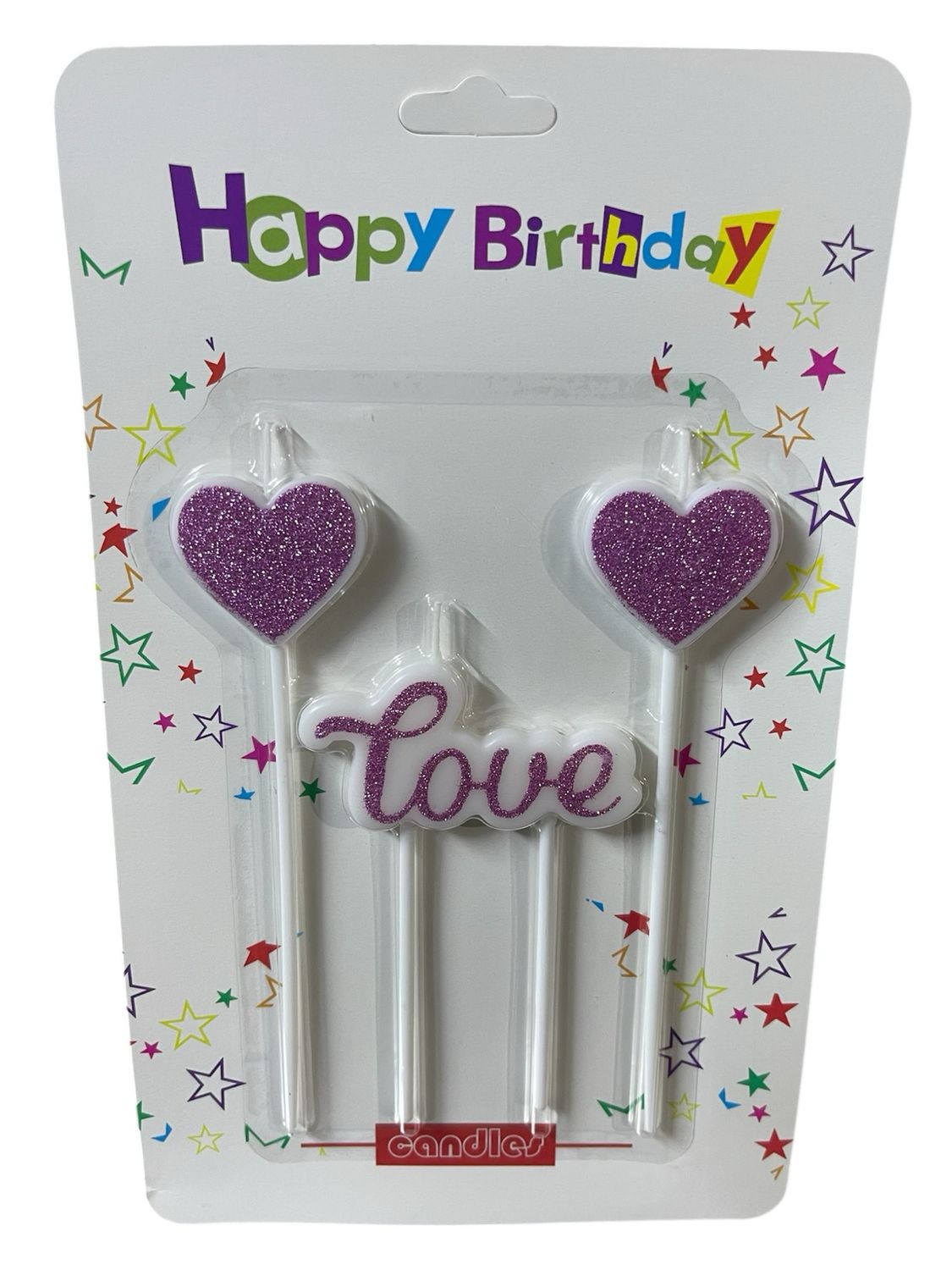 شمع قلب مع Love زهري /١٢ كرت