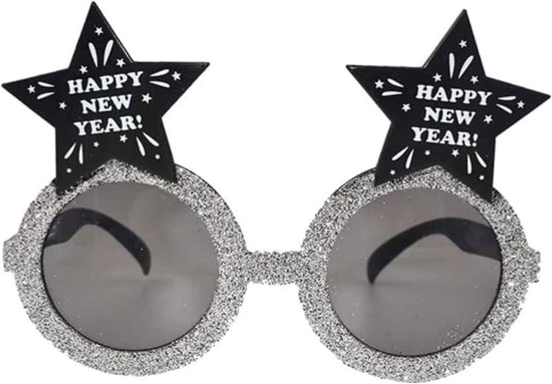 Happy New Year Silver Star Glasses