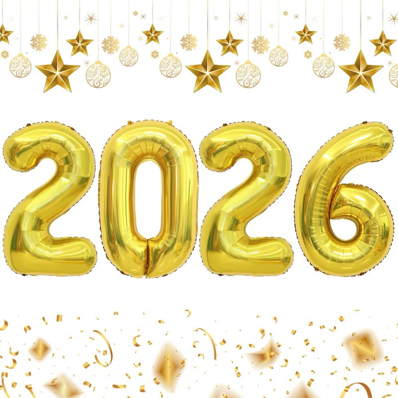 Large 2026 Gold Foil Balloons
