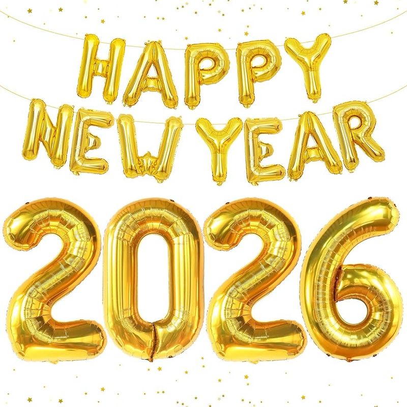 Small HNY 2026 Gold Foil Balloons