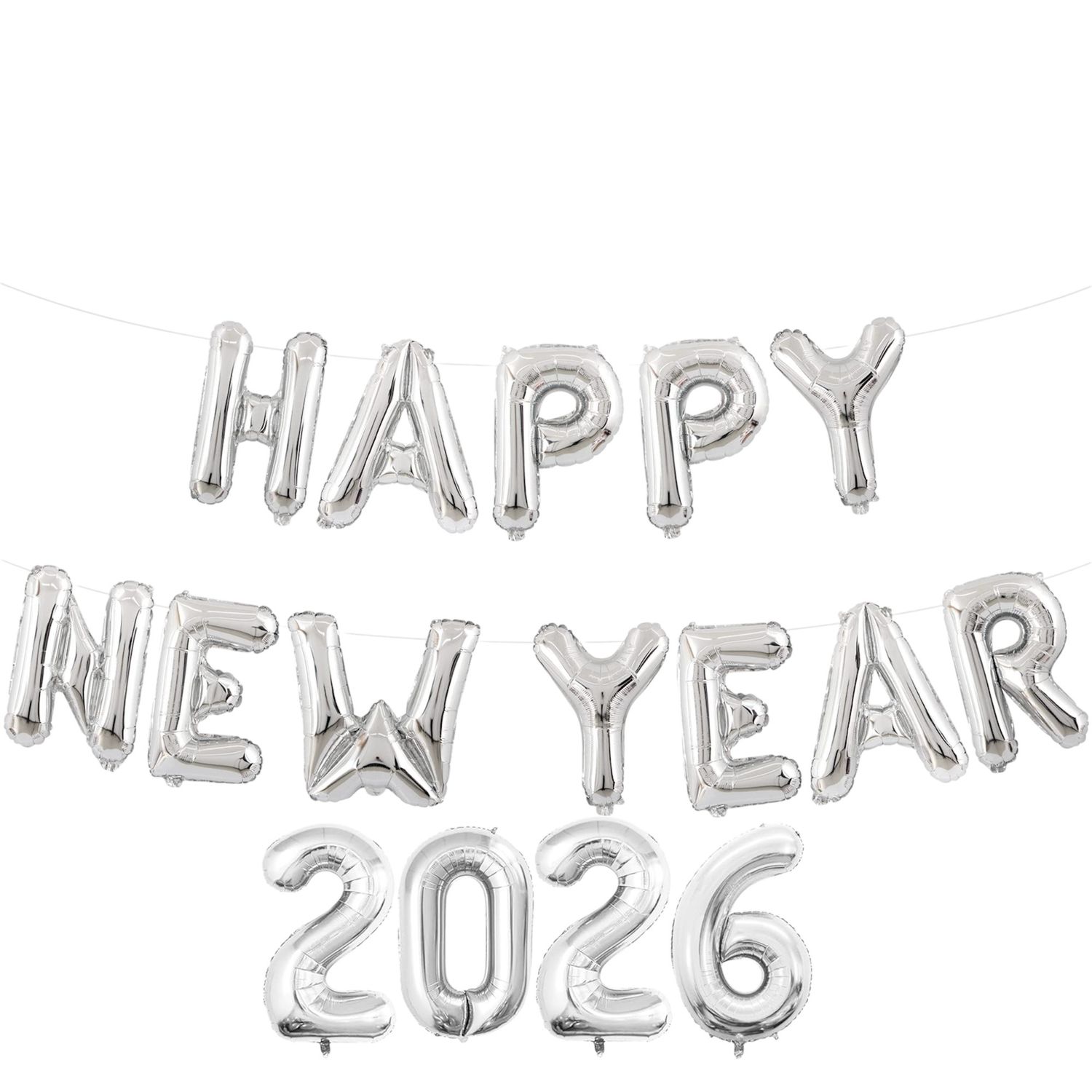 Small HNY 2026 Silver Foil Balloons