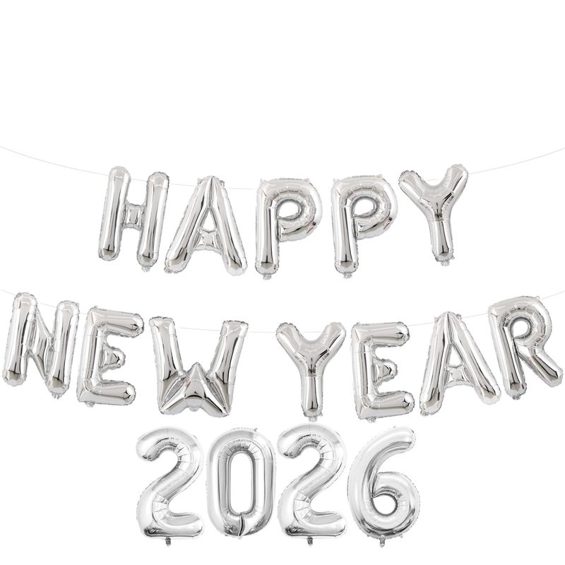 Small HNY 2026 Silver Foil Balloons