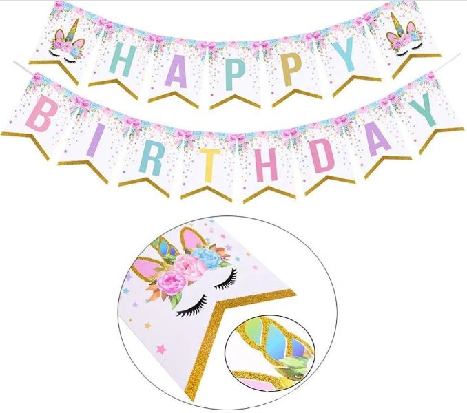 Unicorn Happy Birthday Banner