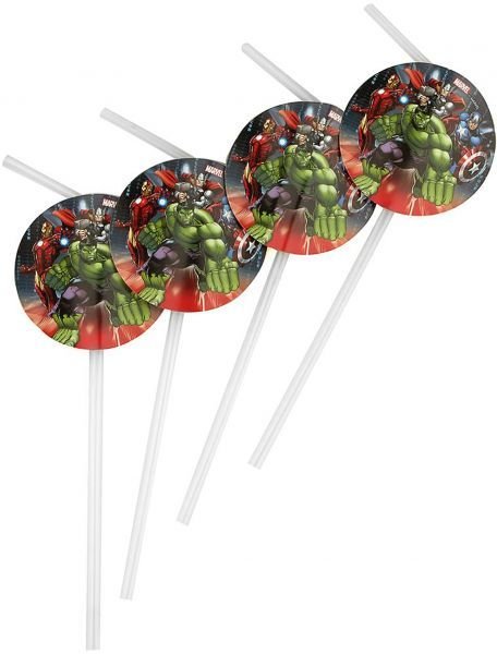 Medallion Flexi Drinking Straws Avengers Multi Heroes /6Pcs