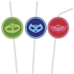 Medallion Flexi Drinking Straws Pj Masks /6Pcs