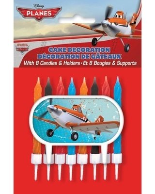 Birthday Candles With Holders Planes /12Pcs
