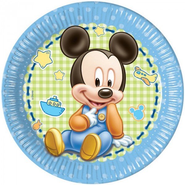 Paper Plates Mickey Baby /8Pcs Paper Plates Mickey Baby /8Pcs