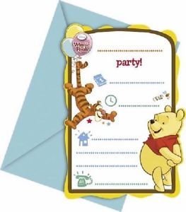Die-Cut Invitation &amp; Envelopes Winnie Sweet /6Pcs
