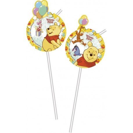 Medallion Flexi Drinking Straws Winnie Sweet /6Pcs Medallion Flexi Drinking Straws Winnie Sweet /6Pcs